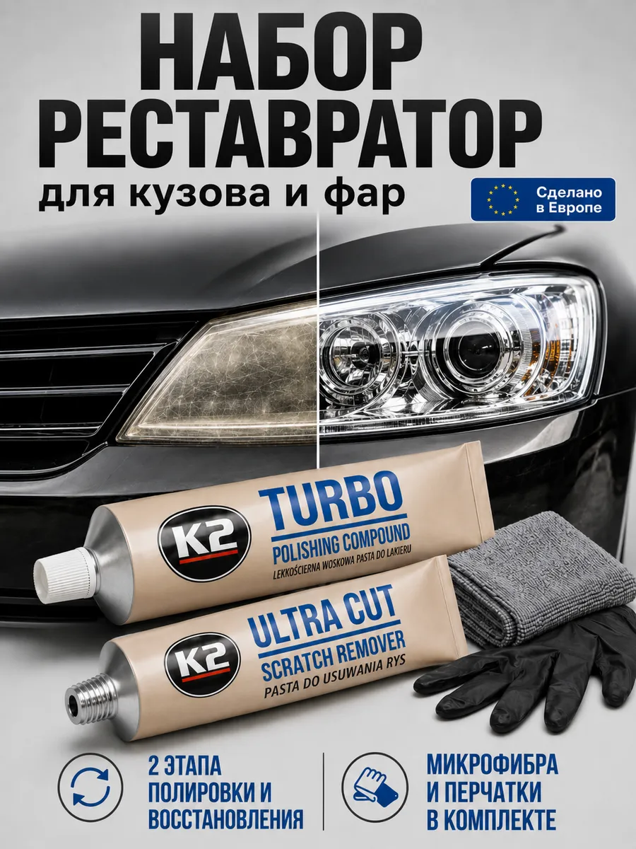 Набор полиролей для кузова и фар автомобиля