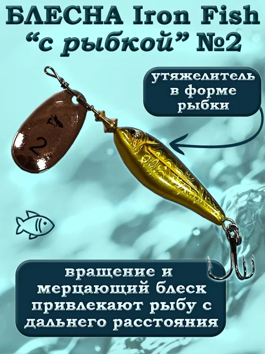 iron fish Блесна Вращающаяся с Рыбкой №2 9гр, 9 г, фото 3