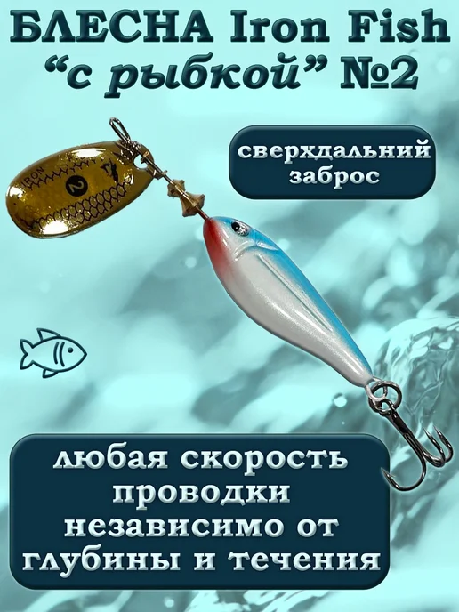 iron fish Блесна Вращающаяся с Рыбкой №2 9гр, 9 г, фото 4