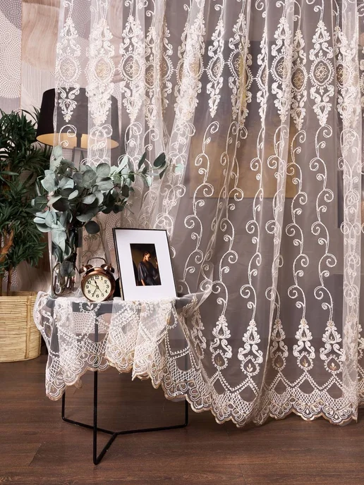Tulle тюль сетка с вышивкой в спальню и гостиную 200х250 см, 200x250 см, фото 2