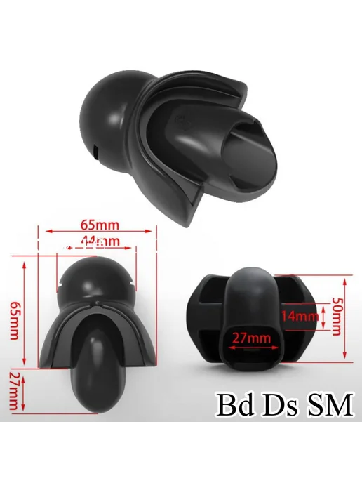 Bd Ds SM Кляп - капа с фиксацией языка и замком, черный, фото 3