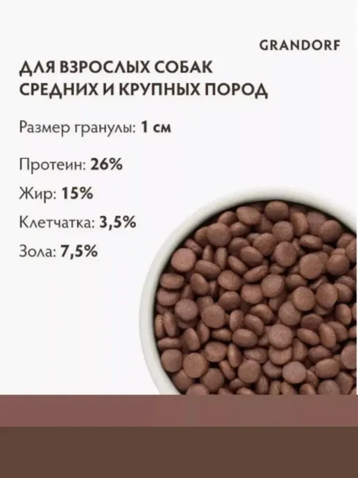 Сухой корм Grandorf' Med для собак, крупные, индейка, утка, 10 кг, фото 5