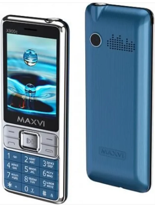 Maxvi Мобильный телефон X900c BT-2SIM черный, голубой, бирюзовый