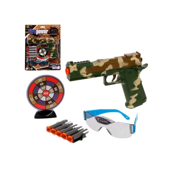 Пистолет Глок с мишенью и очками