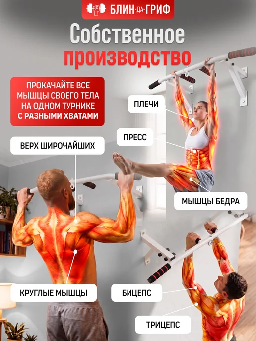 BDGPRO Турник Спецназ настенный 3 в 1 тренажер спортивный для дома, белый, фото 2