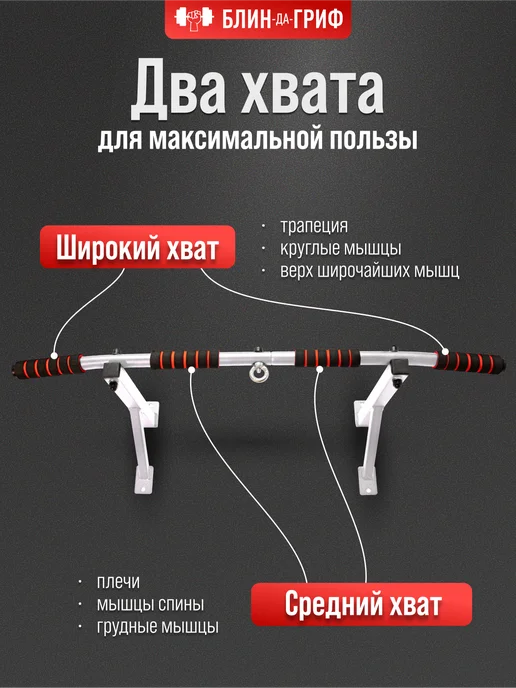 BDGPRO Турник Двуглав настенный 3 в 1 тренажер спортивный для дома, белый, фото 7