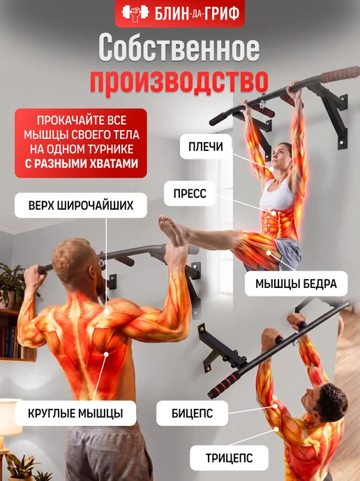 BDGPRO Турник Спецназ настенный 3 в 1 тренажер спортивный для дома, черный, фото 2