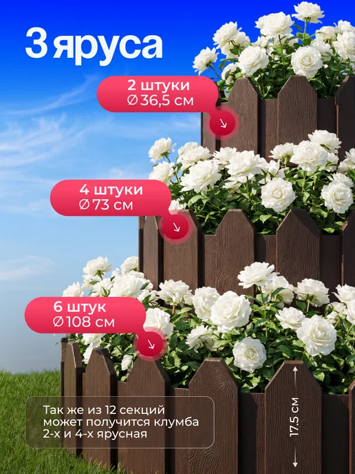 Dzendaylife Клумба садовая заборчик ограждение для цветов, коричневый, фото 2