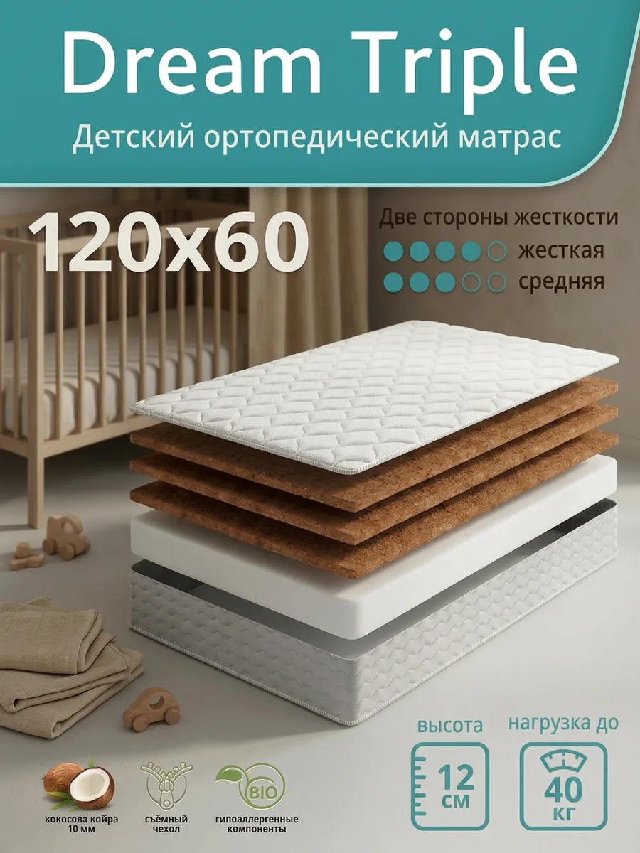 Детский матрас 120х60 в кроватку