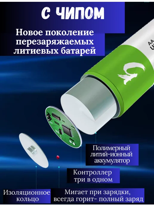 Аккумуляторные батарейки АА аккумулятор от USB Пальчиковые, 4 шт, фото 3