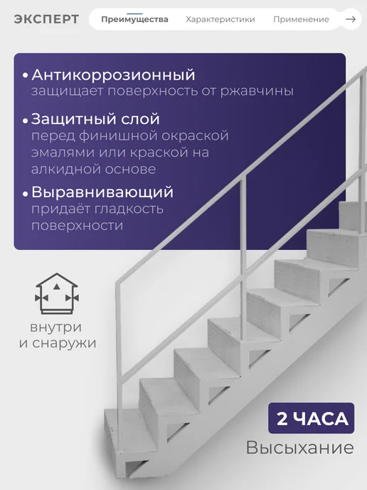 ЭКСПЕРТ Декарт Грунтовка по металлу и дереву быстросохнущая гф-021, серый, фото 2