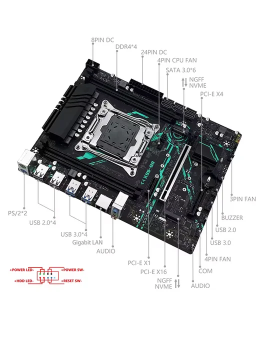 MACHINIST X99 B9 материнская плата LGA 2011-3 Xeon E5 v3 v4 DDR4, вариант, фото 2