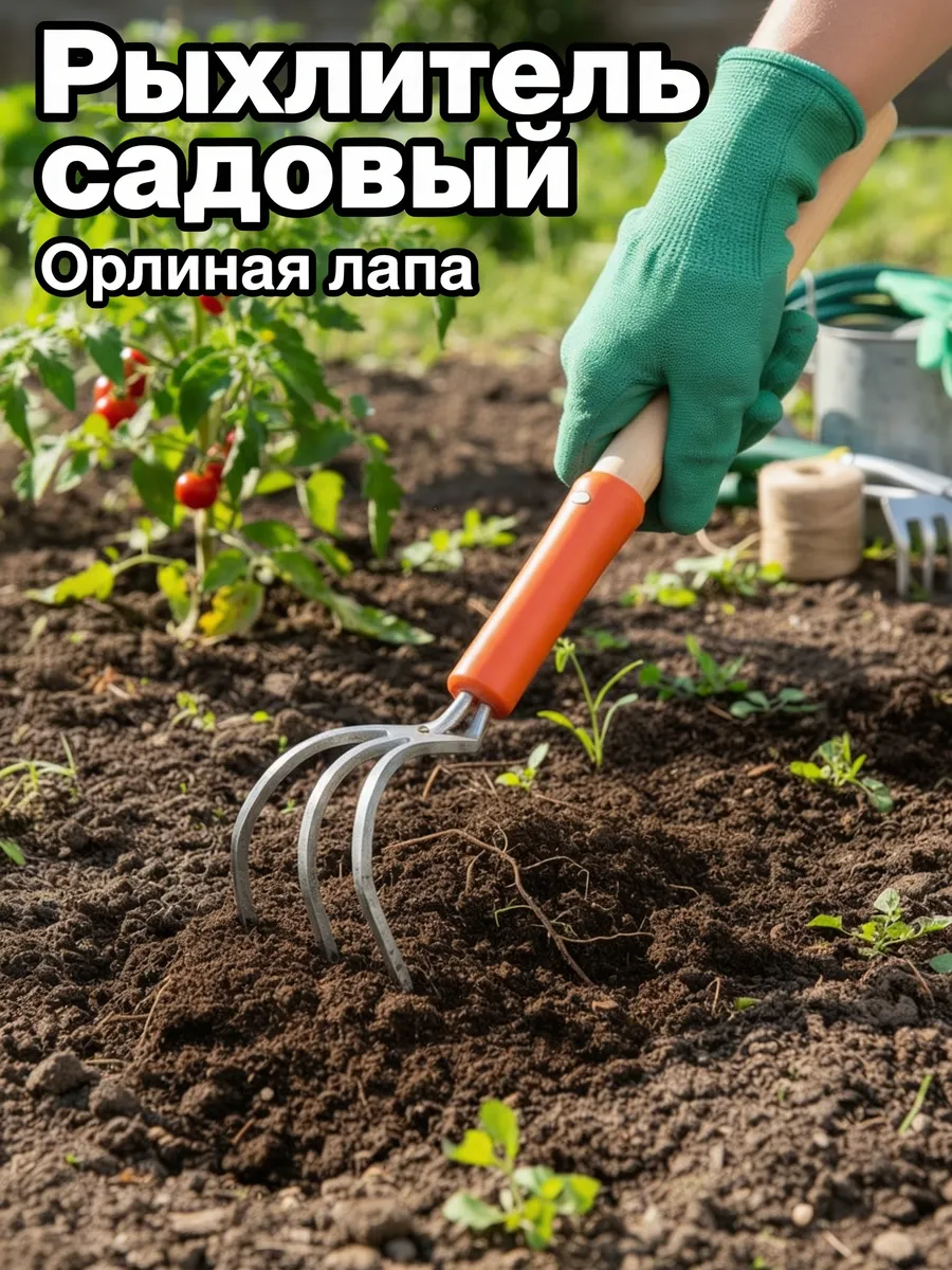 Рыхлитель садовый ручной инструмент и инвентарь с черенком