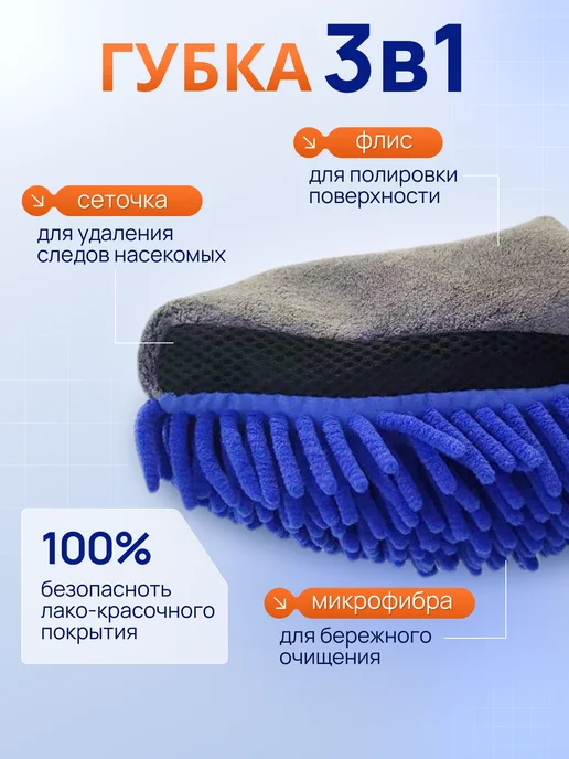 KNL Home Губка для мытья машины непромокаемая, синий, фото 3