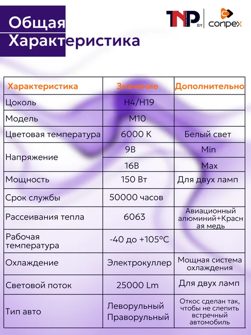TNP BRENDY Светодиодная автомобильная лампа H4 H19 led TNP by Conpex, вариант, фото 4