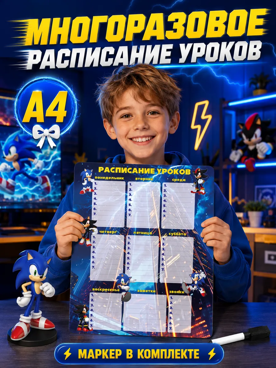 Расписание уроков настенное Соник Sonik