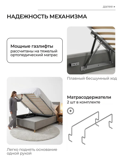 СОН СЕРВИС Кровать 120х200 см с подъемным механизмом Агнес, 120x200 см, фото 6