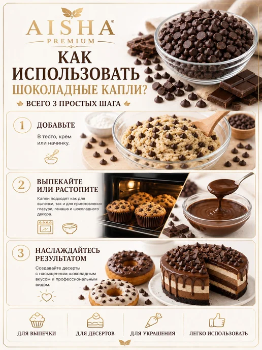 Шоколадные молочные капли для выпечки, Термостабильные, фото 6