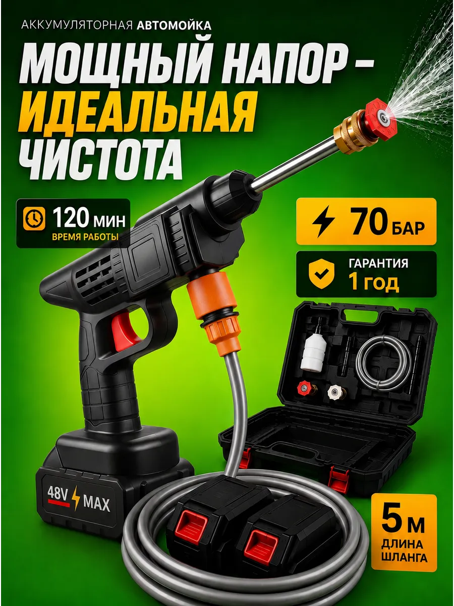 Мойка высокого давления аккумуляторная для автомобиля