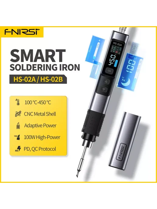 fnirsi Портативный электрический USB паяльник HS-02A, синий, фото 2