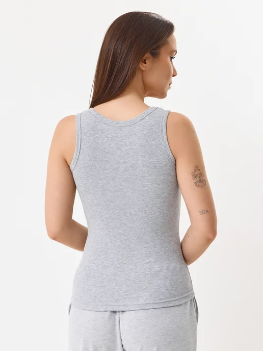 GLOY WEAR Кроп топ удлиненный майка с вырезом, серый, фото 6