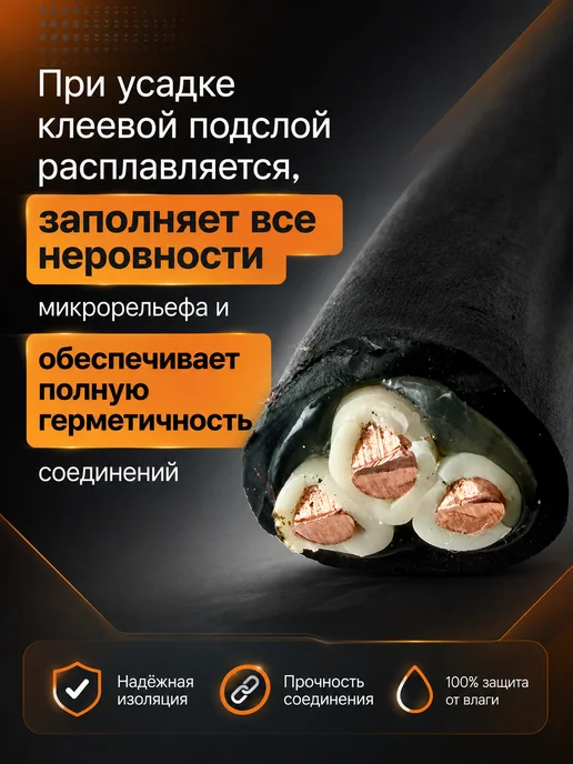 КВТ Термоусадка клеевая для проводов 6 2 мм, черный, фото 3
