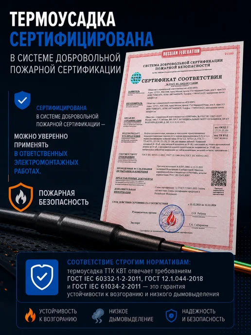 КВТ Термоусадка клеевая для проводов 6 2 мм, черный, фото 6