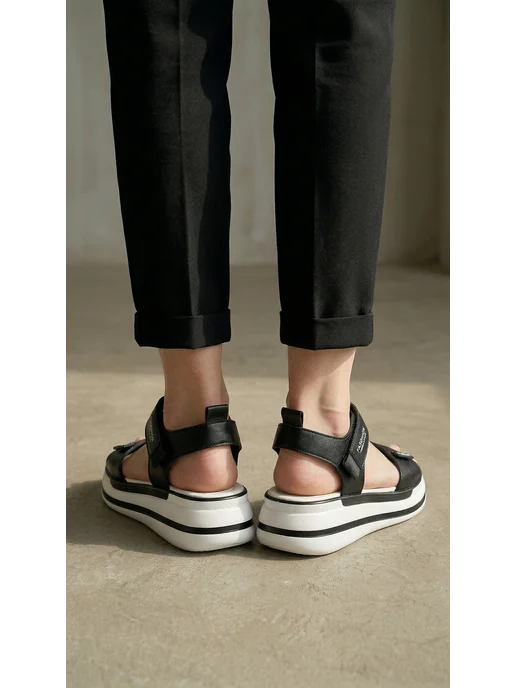 LadyGrusha Босоножки женские на платформе летние, черный, фото 4