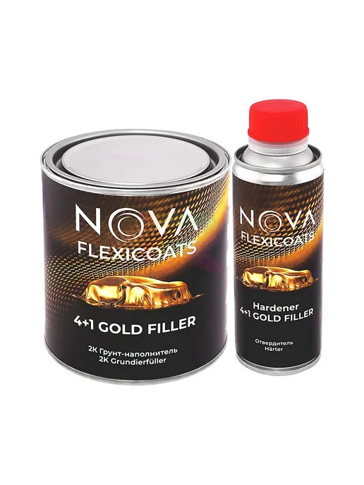 NOVA Flexicoats Акриловый грунт-наполнитель NOVA 4+1 Gold серый 0,8 + 0,2 л, 200 мл, фото 3