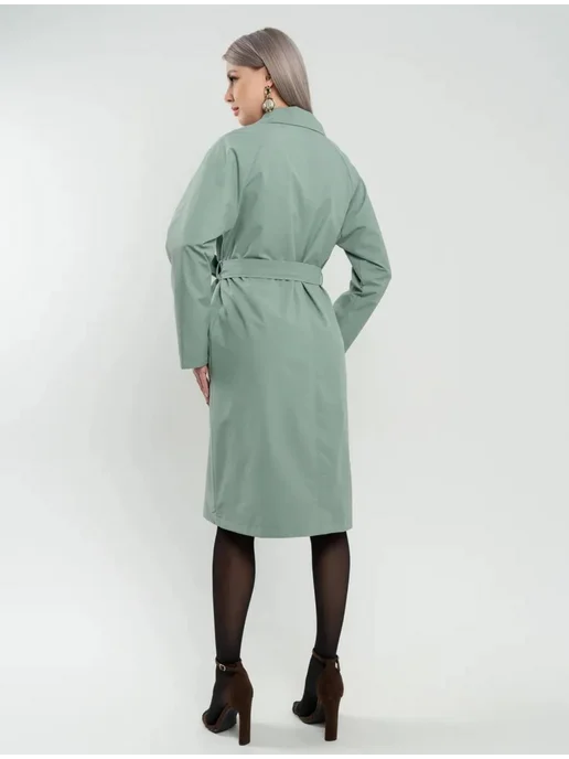 DH Fashion Плащ тренчкот женский демисезонный, зеленый, фото 4