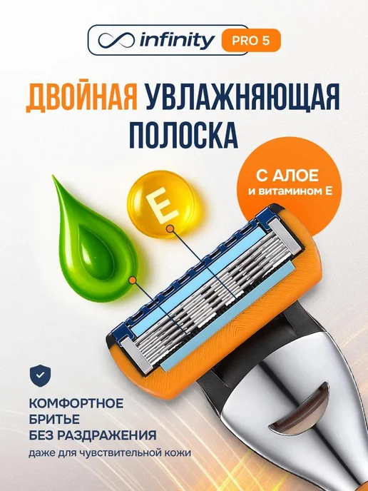 INFINITY Кассеты для бритья мужские 6 шт совместимы c Gillette Fusion, 6 шт, фото 3