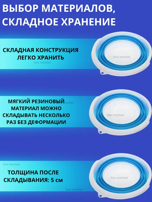 Ведро складное 10 литров хозяйственное, синий, фото 3