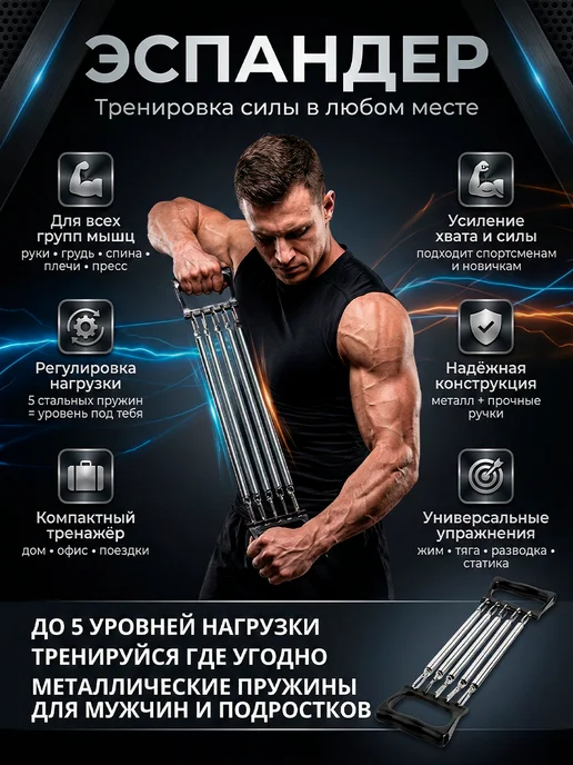 TRUST ONLINE SHOP Эспандер для рук пружинный плечевой, черный