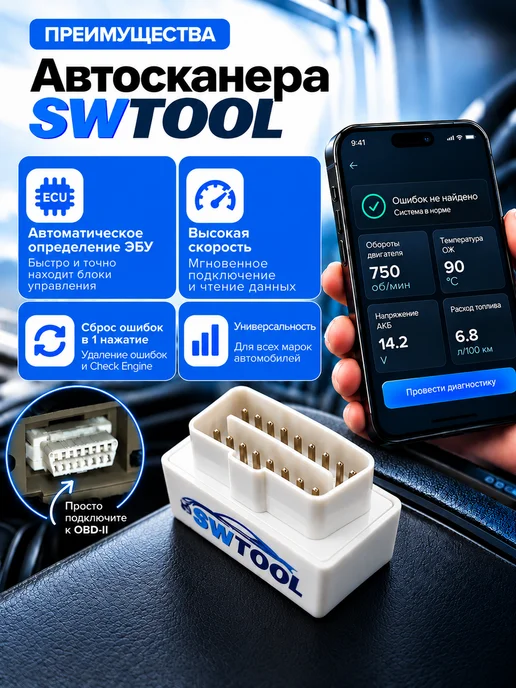 SWTOOL Автосканер OBD2, elm327, v1.5, 2 платы, PIC18F25K80, белый, фото 5