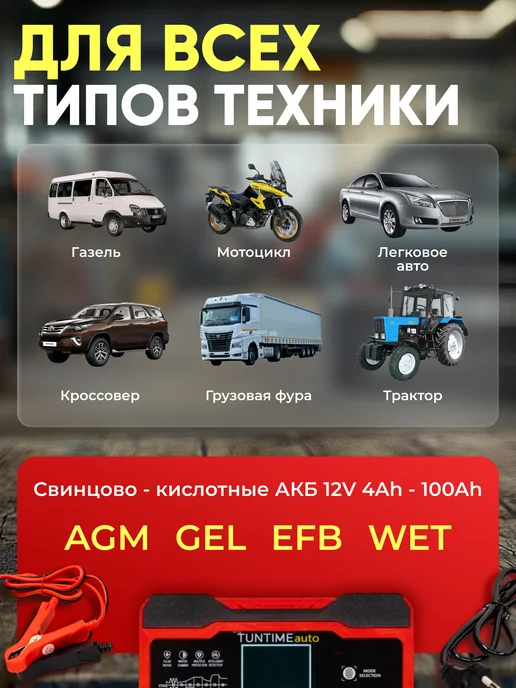 TokAvto Зарядное устройство для аккумулятора автомобиля 10А 12V, вариант, фото 5