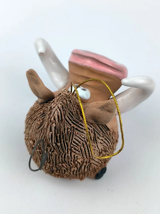 Ceramic Fauna Глиняный колокольчик Кабан, елочная игрушка, зеленый, фото 4