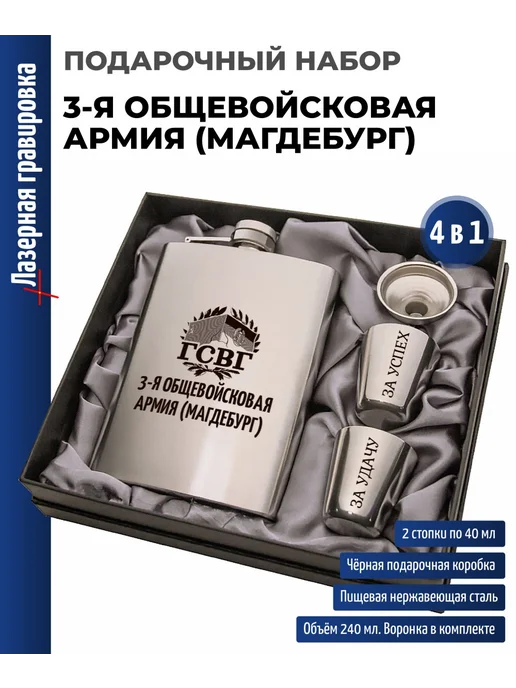 подарки Набор ГСВГ "3-я общевойсковая армия (Магдебург)" (фляжка, серый