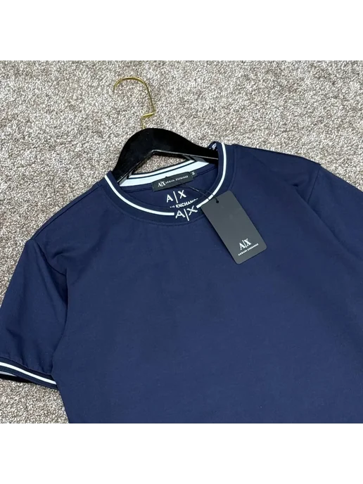 Armani Exchange Футболка Армани АХ вышивка, синий, фото 3