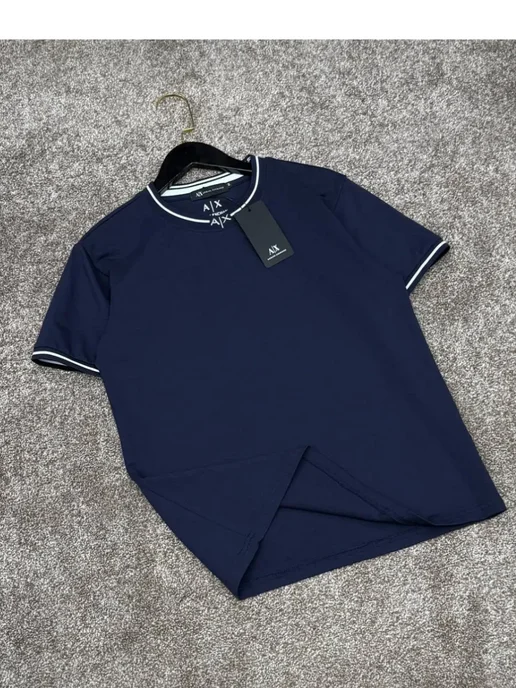 Armani Exchange Футболка Армани АХ вышивка, синий, фото 4