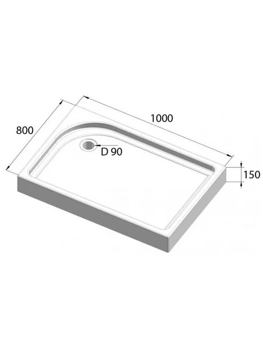 BelBagno Акриловый поддон для душа Tray L 100x80x15 TRAY-BB-AH-10, 100x80x15, фото 2
