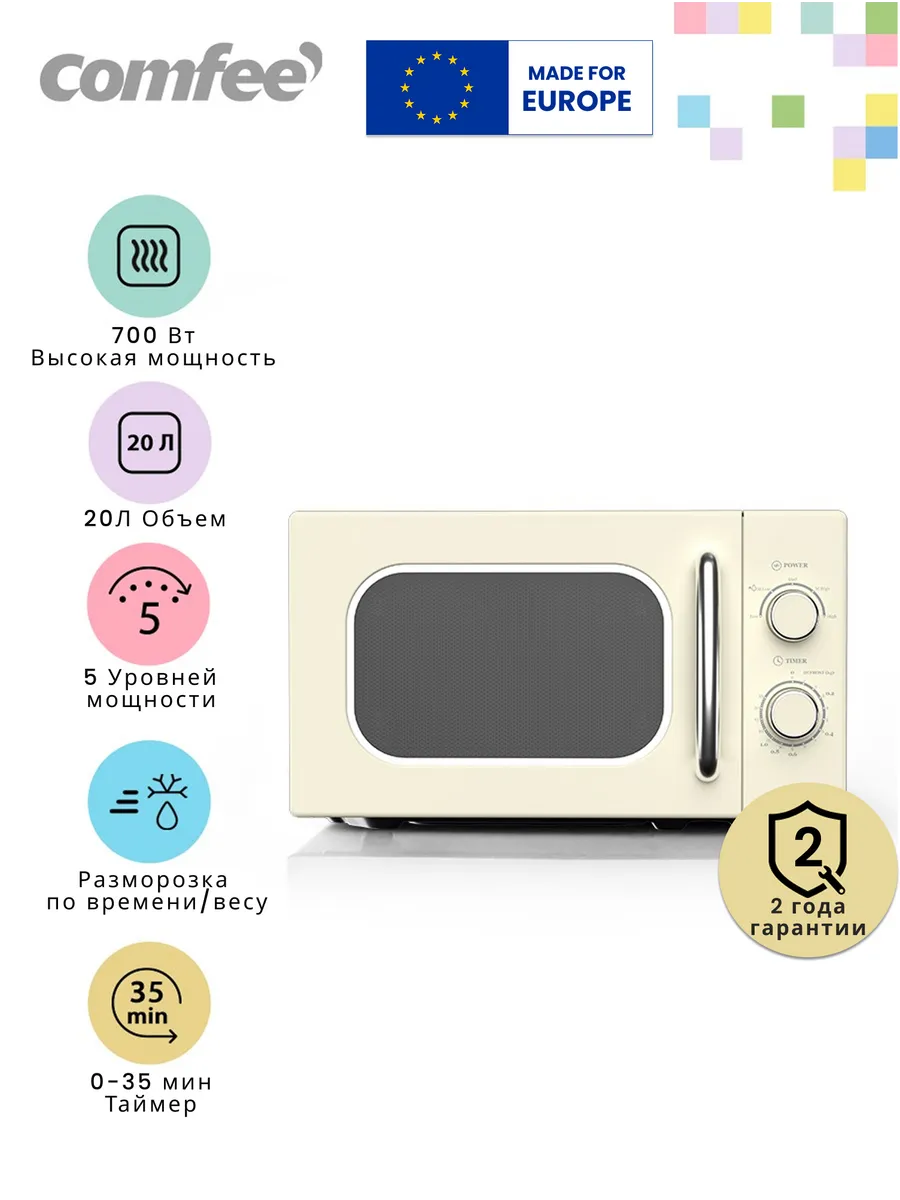 Микроволновая печь CMW207M2RA-W, 20 Л, 5 режимов, белый