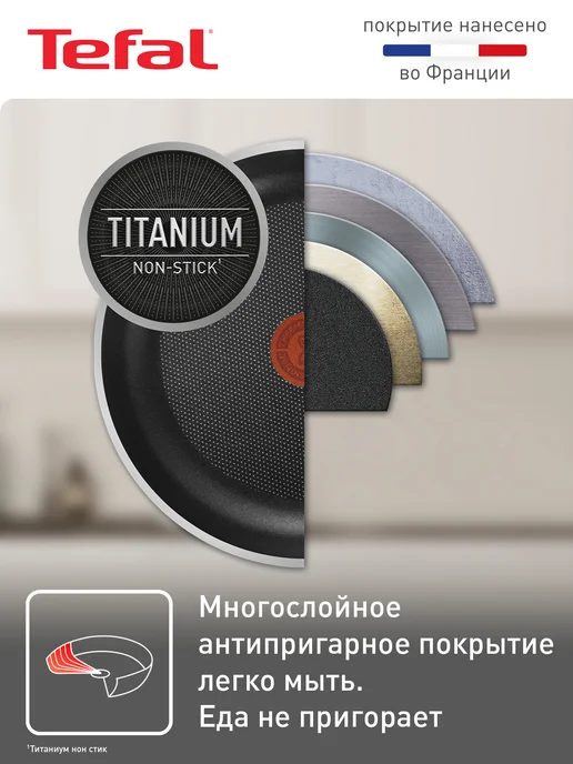 Tefal Сковорода Вок Easy Plus 28 см, с антипригарным покрытием, черный, фото 3