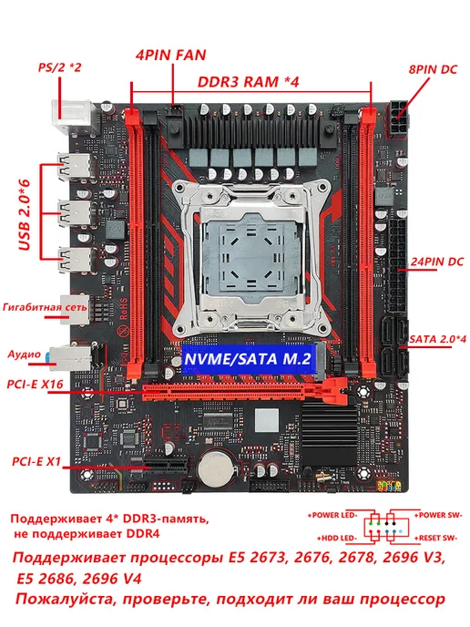 Huassen X99 P3 материнская плата LGA 2011-3 Поддерживает только DDR3, вариант, фото 2