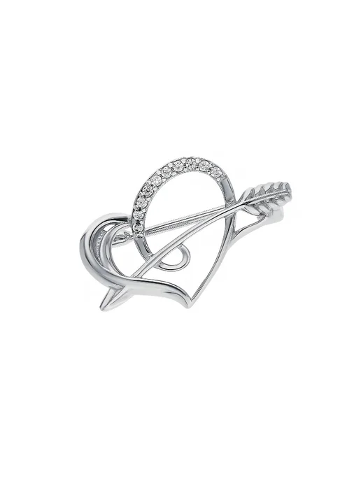 Серебряное облако Серебряная брошь с фианитами, серебро 925 пробы, серебристый, фото 2