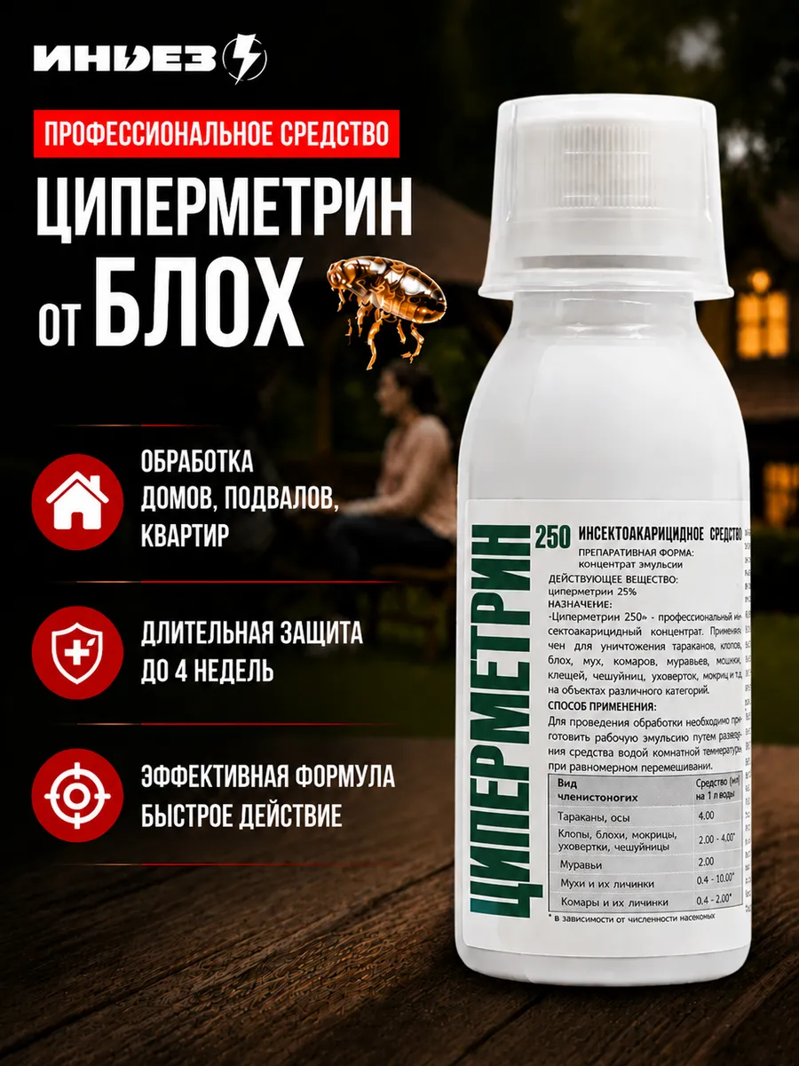 Средство от блох циперметрин 250 эффективное