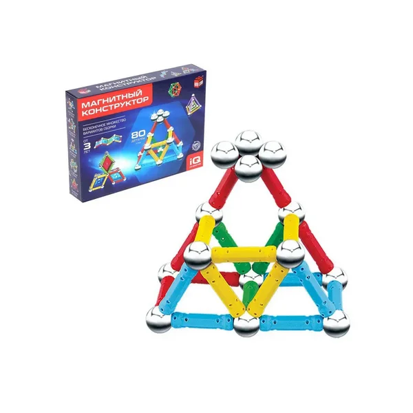 Конструктор магнитный "Необычные фигуры", 80 деталей