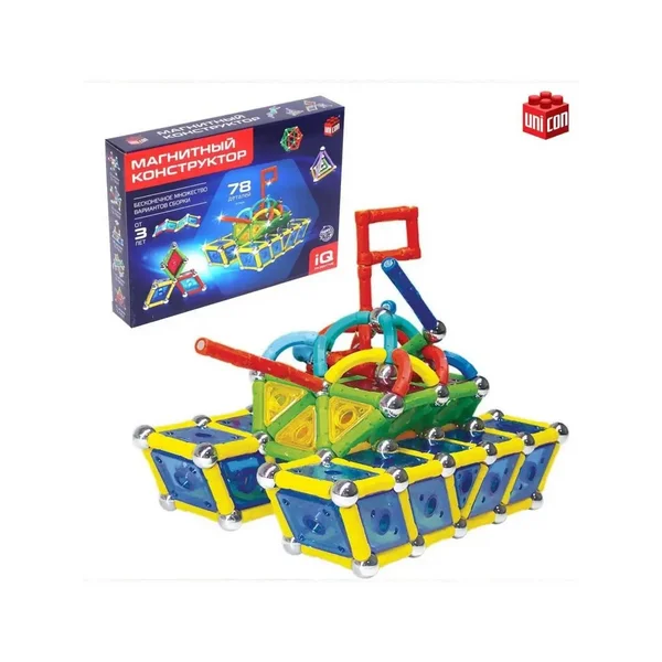 Конструктор магнитный Необычные фигуры 78 деталей
