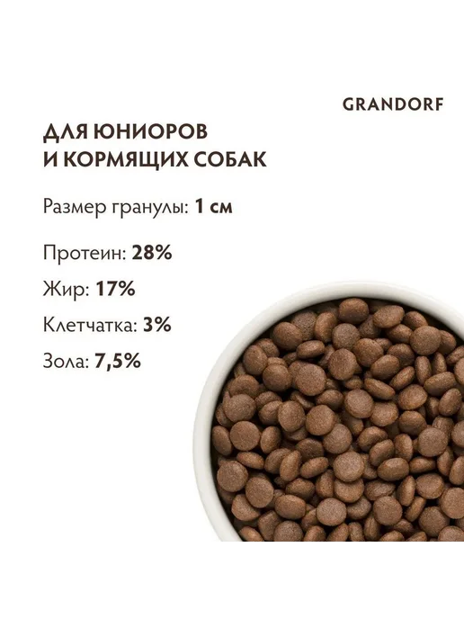 Сухой корм Grandorf' Грандорф для собак, крупные, средние, щенки, индейка, ягненок, 1 кг, фото 4