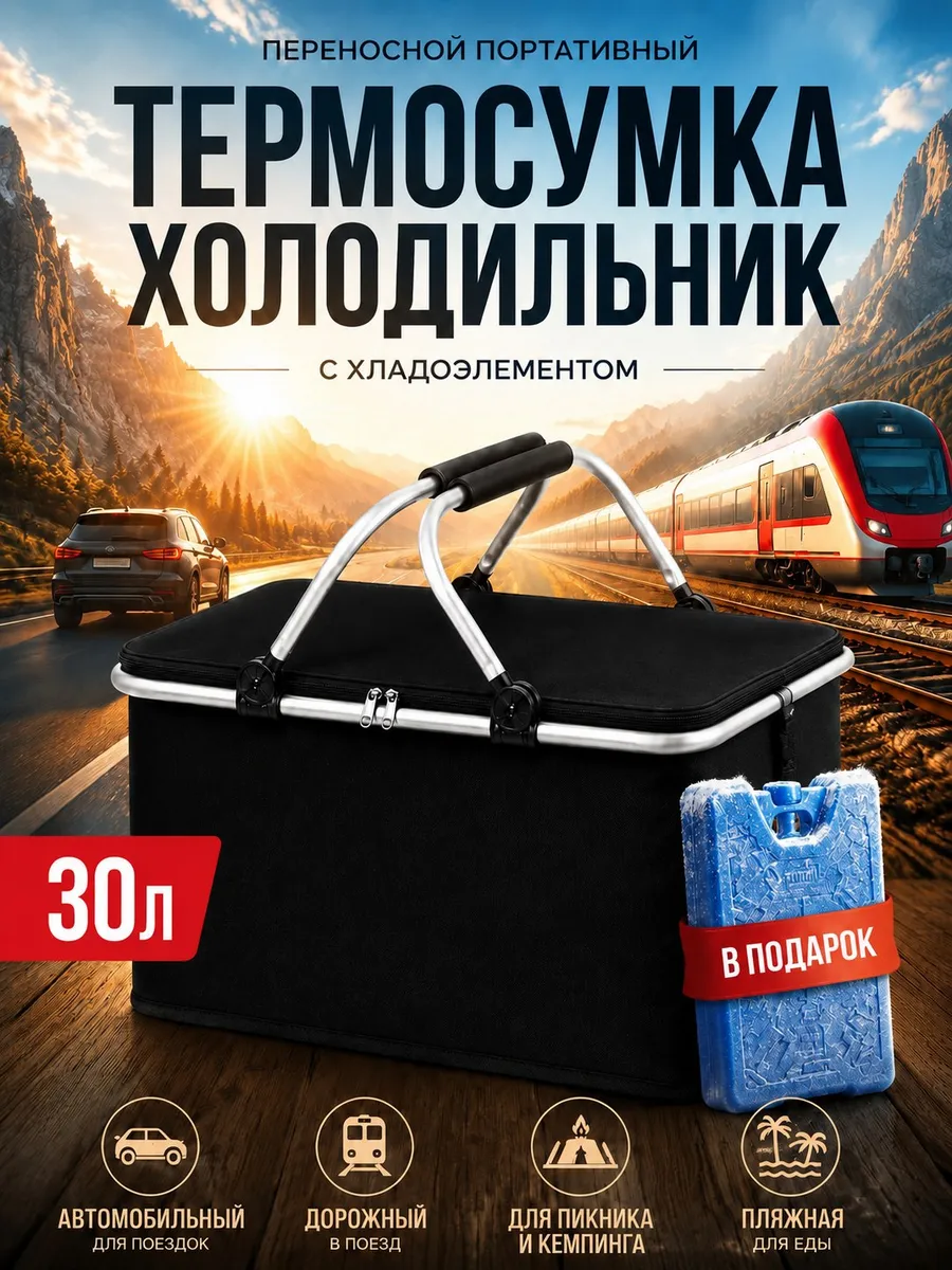 Термосумка холодильник с аккумулятором холода дорожная