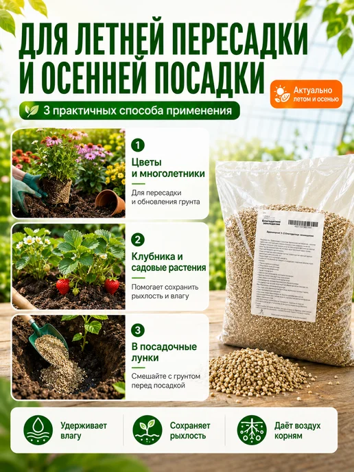 Благодатное земледелие Вермикулит садовый для растений и хранения луковиц 5 л, 5 л, фото 3